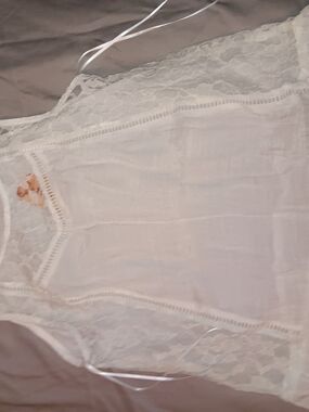 Mudd White Lace Trim Cotton Chemise